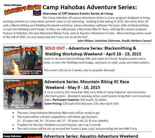 Read more: Adventure Series: Overview of Camp Hahobas Off-Season Events
