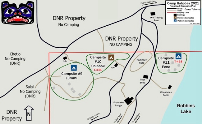 A Map Of Camp Tahoma Campsites