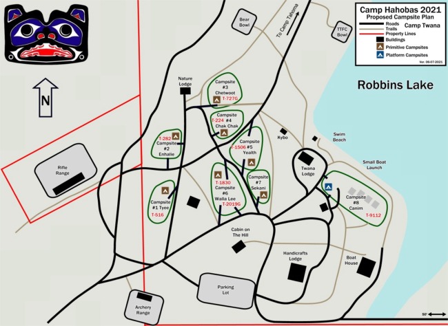 A Map Of Future Camp Twana Campsites
